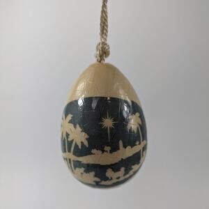 1983 Bethlehem Star Christmas Tree Ornament Decoupage Egg Nativity Vtg Holiday